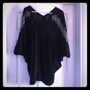 Black tunic, southwestern stitching
